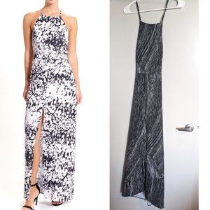 TLU Maxi Split Front Sleeveless Dress B&W Pattern